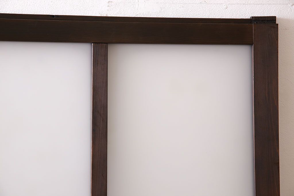 和製アンティーク　モダンな雰囲気漂う細身のガラス戸(引き戸、仕切り戸、建具)3枚セット