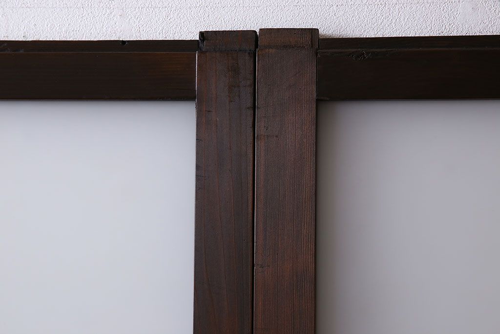 和製アンティーク　モダンな雰囲気漂う細身のガラス戸(引き戸、仕切り戸、建具)3枚セット