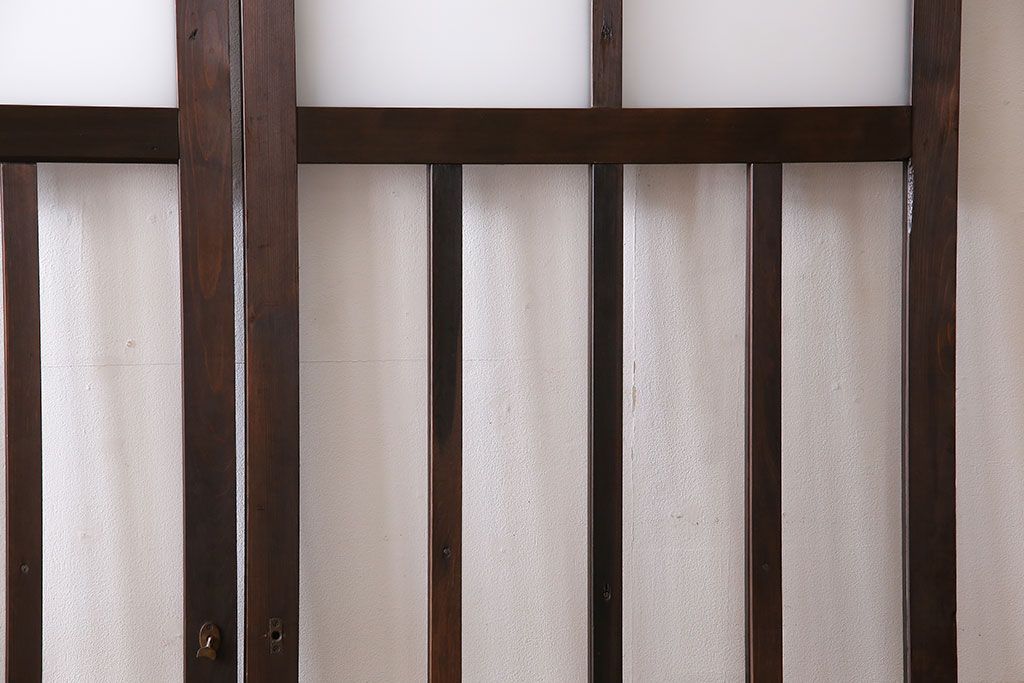 和製アンティーク　モダンな雰囲気漂う細身のガラス戸(引き戸、仕切り戸、建具)3枚セット