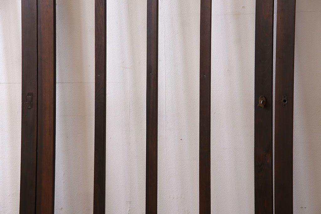 和製アンティーク　モダンな雰囲気漂う細身のガラス戸(引き戸、仕切り戸、建具)3枚セット