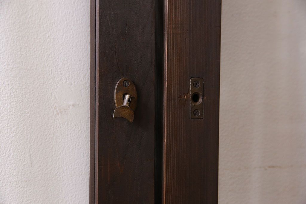 和製アンティーク　モダンな雰囲気漂う細身のガラス戸(引き戸、仕切り戸、建具)3枚セット