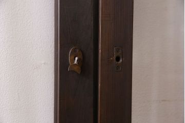 和製アンティーク　モダンな雰囲気漂う細身のガラス戸(引き戸、仕切り戸、建具)3枚セット