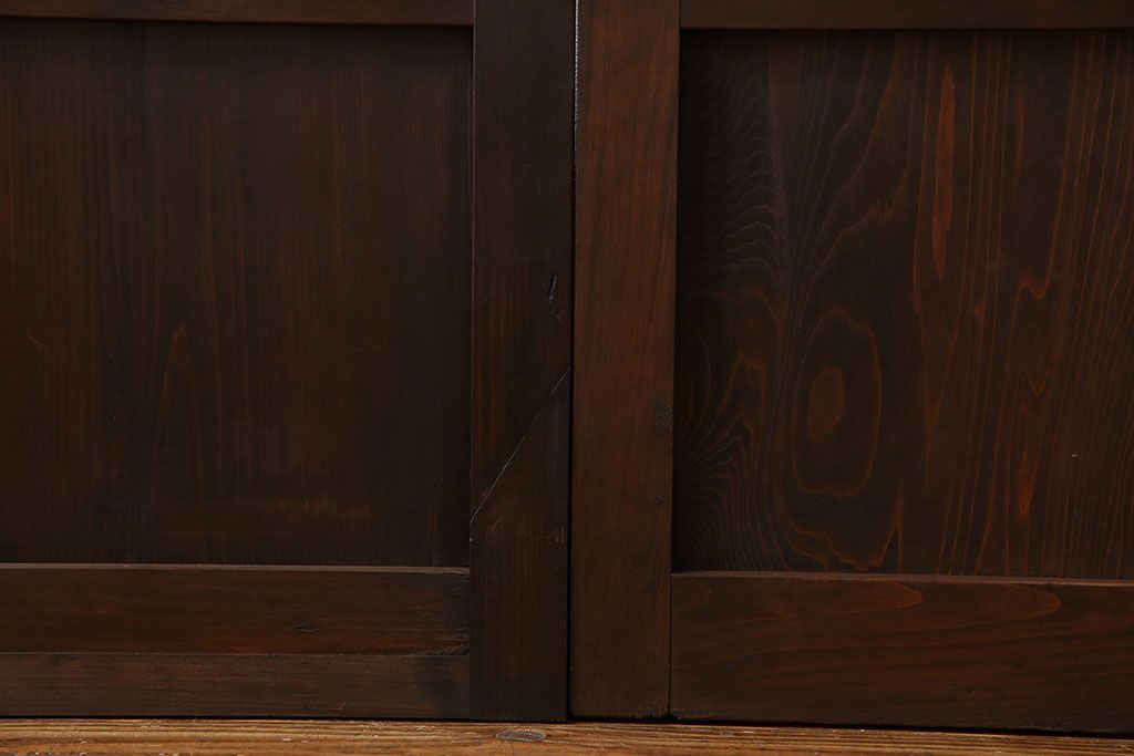 和製アンティーク　モダンな雰囲気漂う細身のガラス戸(引き戸、仕切り戸、建具)3枚セット