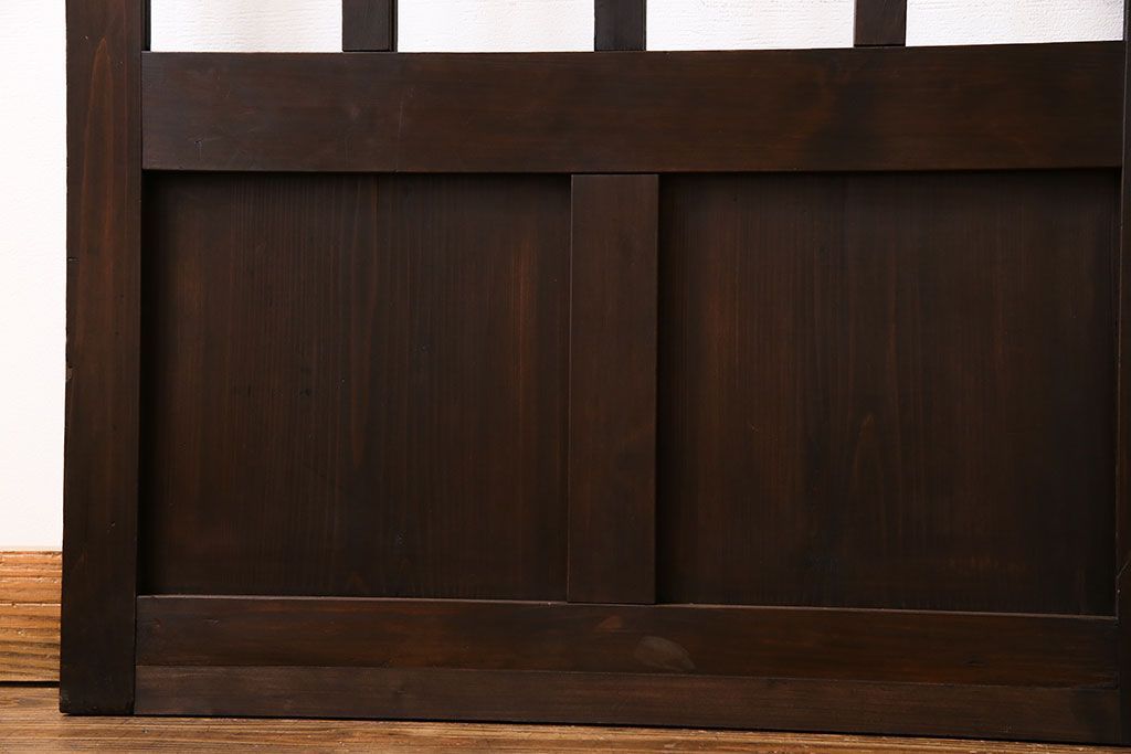 和製アンティーク　モダンな雰囲気漂う細身のガラス戸(引き戸、仕切り戸、建具)3枚セット