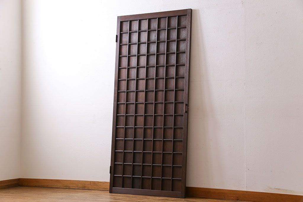 和製アンティーク　マス目格子　柾目が上品で美しいドア(きつね格子、狐格子、木製扉、建具)