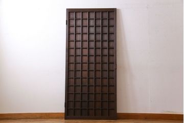 和製アンティーク　マス目格子　柾目が上品で美しいドア(きつね格子、狐格子、木製扉、建具)