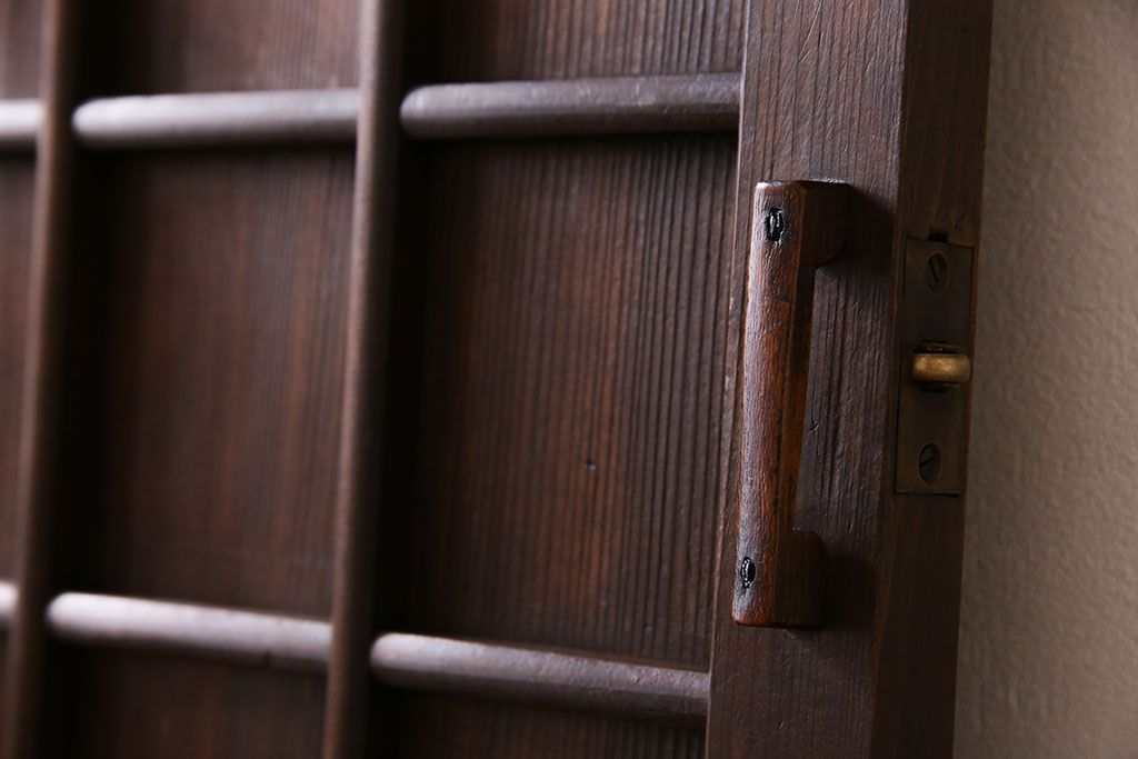 和製アンティーク　マス目格子　柾目が上品で美しいドア(きつね格子、狐格子、木製扉、建具)