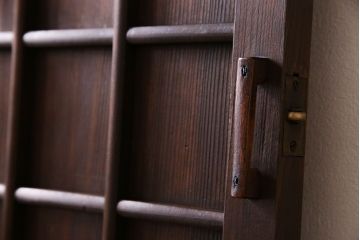 和製アンティーク　マス目格子　柾目が上品で美しいドア(きつね格子、狐格子、木製扉、建具)