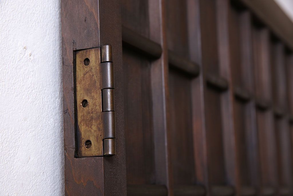 和製アンティーク　マス目格子　柾目が上品で美しいドア(きつね格子、狐格子、木製扉、建具)