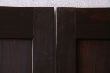 和製アンティーク　格子の帯がアクセントのシンプルな格子帯戸(引き戸、仕切り戸、建具)2枚組