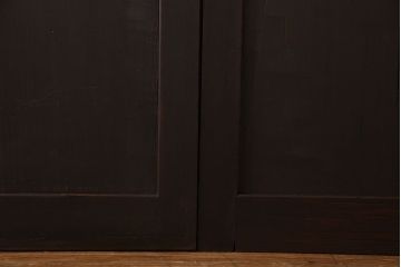 和製アンティーク　格子の帯がアクセントのシンプルな格子帯戸(引き戸、仕切り戸、建具)2枚組