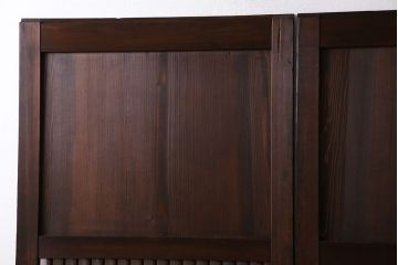 和製アンティーク　格子の帯がアクセントのシンプルな格子帯戸(引き戸、仕切り戸、建具)2枚組
