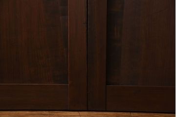 和製アンティーク　格子の帯がアクセントのシンプルな格子帯戸(引き戸、仕切り戸、建具)2枚組