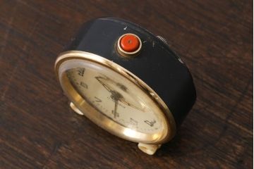 アンティーク雑貨　ソビエト製(ロシア)(USSR)　SLAVA　シックなビンテージ置時計(目覚まし時計、枕時計)