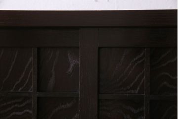 中古　高級民芸家具　升格子と透かしが目を引く和モダンな水屋箪笥(キャビネット、収納棚、戸棚)