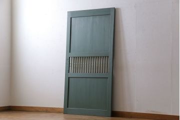 ペイント建具　グリーンカラーがお洒落な格子帯戸1枚(板戸、引き戸)