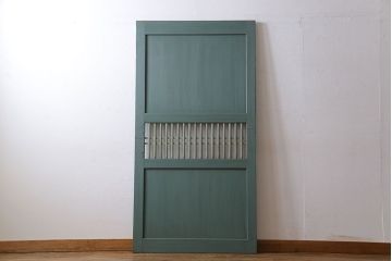 ペイント建具　グリーンカラーがお洒落な格子帯戸1枚(板戸、引き戸)