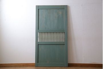 ペイント建具　グリーンカラーがお洒落な格子帯戸1枚(板戸、引き戸)