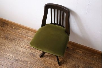 アンティーク家具　大正ロマン　古いナラ材のアンティーク回転椅子(イス、ワークチェア)