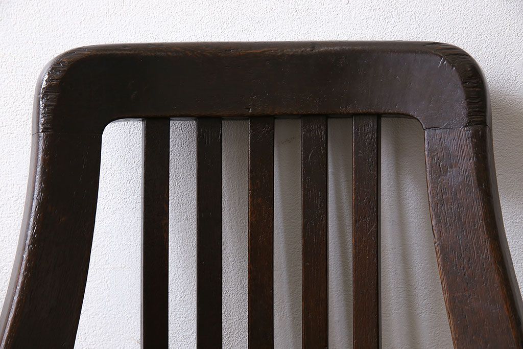 アンティーク家具　大正ロマン　古いナラ材のアンティーク回転椅子(イス、ワークチェア)