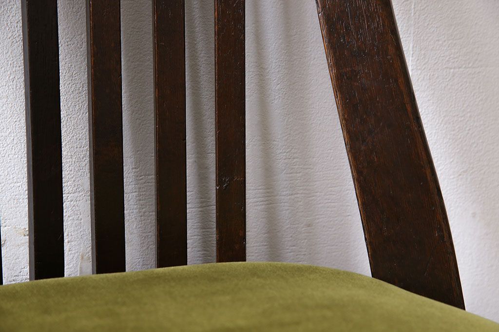 アンティーク家具　大正ロマン　古いナラ材のアンティーク回転椅子(イス、ワークチェア)