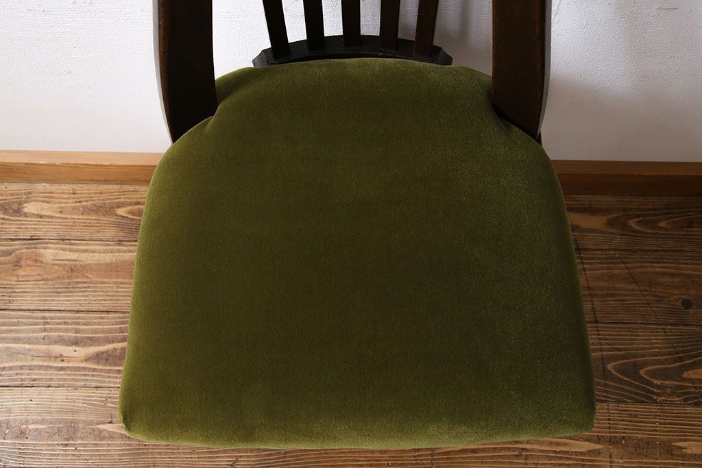 アンティーク家具　大正ロマン　古いナラ材のアンティーク回転椅子(イス、ワークチェア)