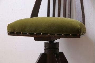 アンティーク家具　大正ロマン　古いナラ材のアンティーク回転椅子(イス、ワークチェア)