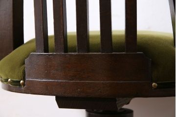 アンティーク家具　大正ロマン　古いナラ材のアンティーク回転椅子(イス、ワークチェア)