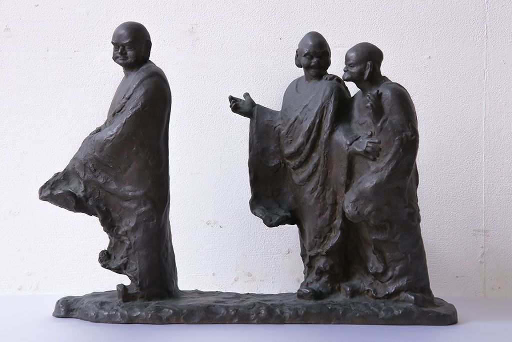 アンティーク雑貨　古民具・骨董　横江嘉純　ブロンズ像(僧侶、坊主、置物)