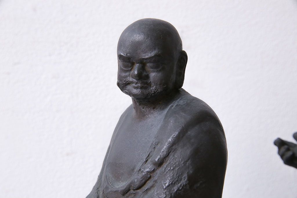 アンティーク雑貨　古民具・骨董　横江嘉純　ブロンズ像(僧侶、坊主、置物)