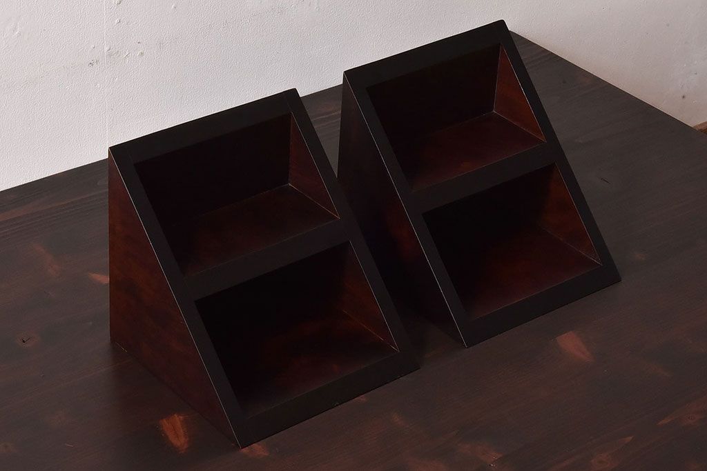 アンティーク雑貨　中古　北海道民芸家具　小さな飾り棚(花台、ディスプレイ台)2個セット