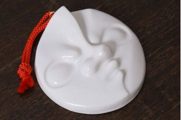 アンティーク雑貨　信楽焼　日本万国博覧会記念「太陽の顔」・外箱付き