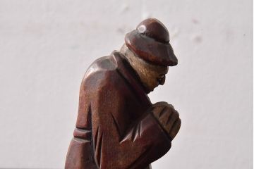 アンティーク雑貨　レトロ　味わい深い風合いの人形付きブックエンド2個セット