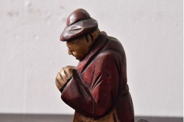 アンティーク雑貨　レトロ　味わい深い風合いの人形付きブックエンド2個セット