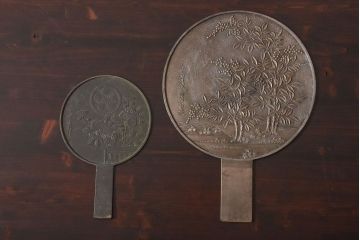アンティーク雑貨　和製アンティーク 藤原重次　明治大正期　古い銅鏡(古鏡)2点