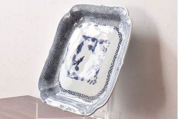 アンティーク雑貨　和製アンティーク　江戸期　古伊万里　大明成化年製　蛸唐草　変形大皿