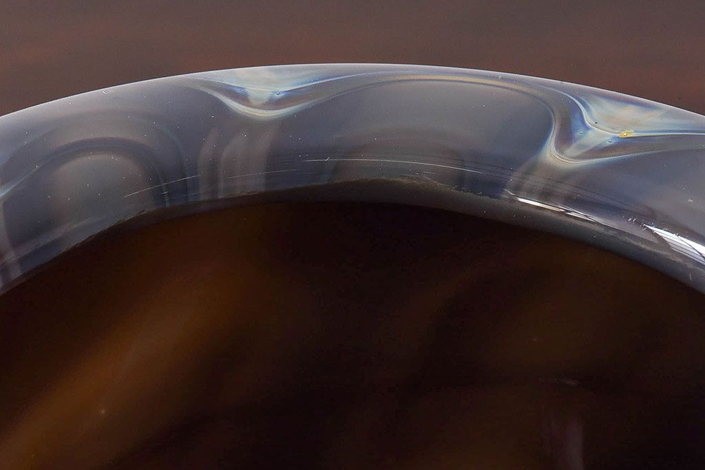 アンティーク雑貨　由水常雄　滑らかな色と質感が美しい　銀燿ガラス水指(埋木)