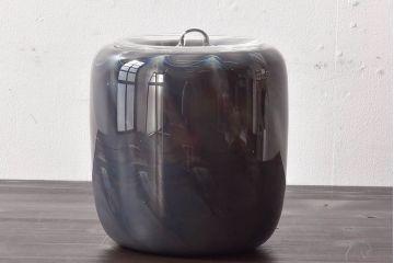 アンティーク雑貨　由水常雄　滑らかな色と質感が美しい　銀燿ガラス水指(埋木)