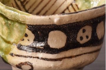 アンティーク雑貨　骨董　鈴木五郎　絵織部　ぐいのみ(ぐい呑み)・箱付き