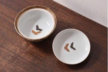 アンティーク雑貨　古民具・骨董　明治期　久谷色絵　金彩　華やかな蓋付き菓子鉢