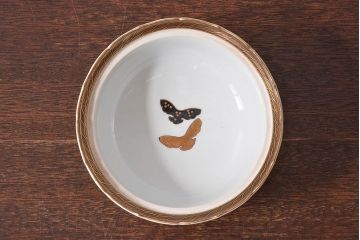 アンティーク雑貨　古民具・骨董　明治期　久谷色絵　金彩　華やかな蓋付き菓子鉢