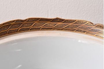 アンティーク雑貨　古民具・骨董　明治期　久谷色絵　金彩　華やかな蓋付き菓子鉢