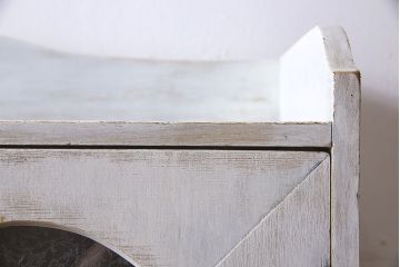 アンティーク家具　シャビーなペイントが味わい深い丸窓のアンティークブックケース(本箱、収納棚)