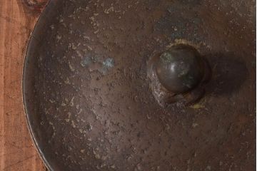 アンティーク雑貨　和製アンティーク　在銘　明治大正期の古い特大真鍮製茶釜(茶道具)