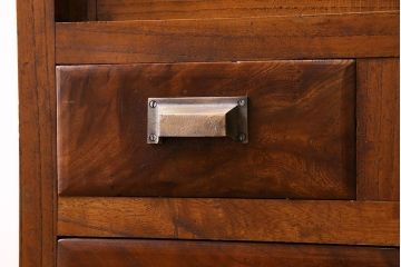 アンティーク家具　和製アンティーク　前面ケヤキ材　杢目が存在感を放つ脚付きキャビネット(収納棚)