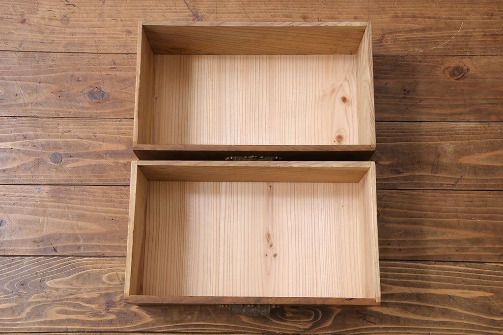 レトロ家具　和製アンティーク　レトロな雰囲気漂う薄型の本棚(戸棚、収納棚)