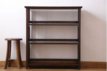 中古　松本民芸家具　深みのある色合いでシックな雰囲気漂う書棚(本棚、飾り棚)