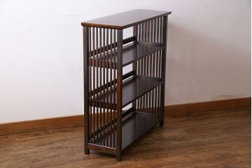 中古　松本民芸家具　深みのある色合いでシックな雰囲気漂う書棚(本棚、飾り棚)