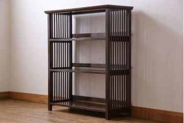 中古　松本民芸家具　深みのある色合いでシックな雰囲気漂う書棚(本棚、飾り棚)
