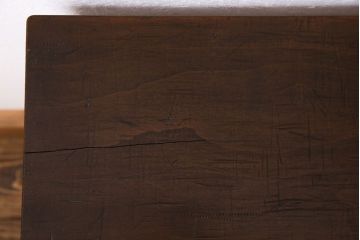 レトロ家具　昭和レトロ　天板一枚板　木の質感が味わい深い朴の木の鉄脚テーブル(飾り台)